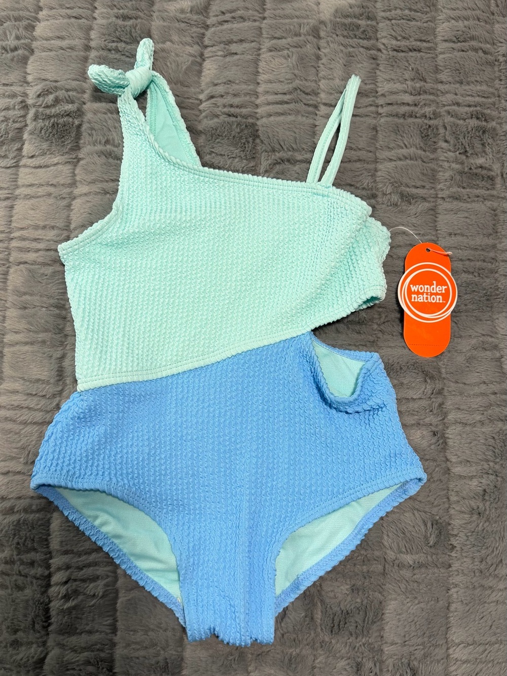 Wonder Nation One-Piece Swimsuit Textured with Side Cutouts- Girls S(6-6X)